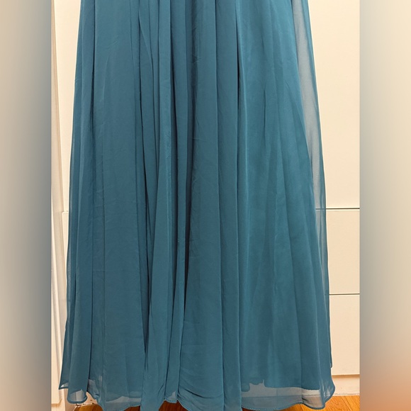 NWT Mac Duggal 11591 Teal Ruched Off The Shoulder A Line Gown Size 10 - Picture 8 of 14